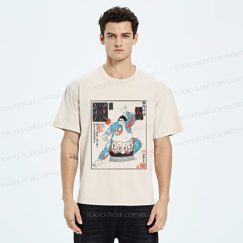 Tokyo-Tiger Japan Traditional Sumo Washed T-Shirt