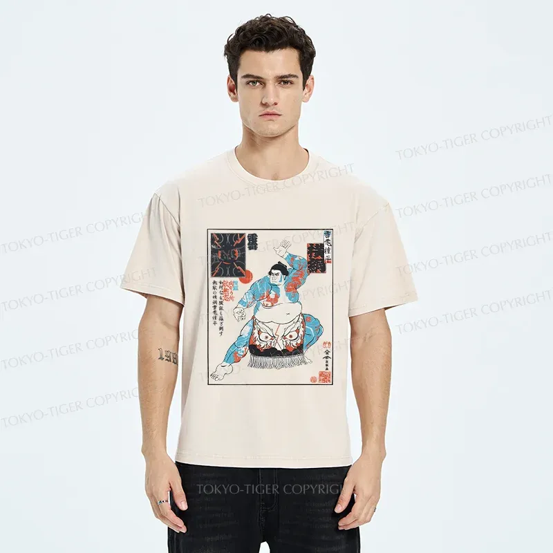Tokyo-Tiger Japan Traditional Sumo Washed T-Shirt