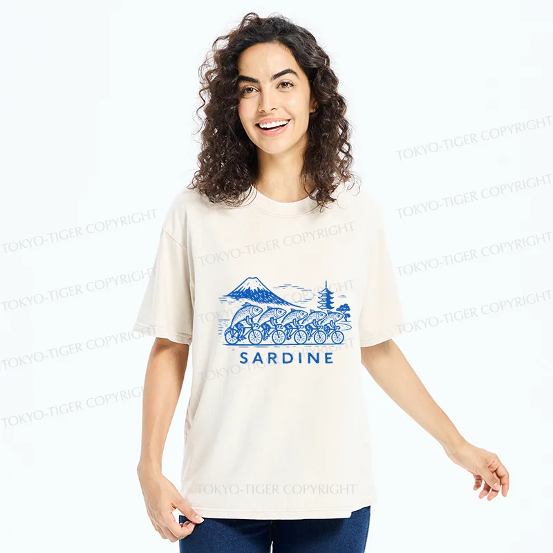 Tokyo-Tiger Sardines Bike Race Washed T-Shirt