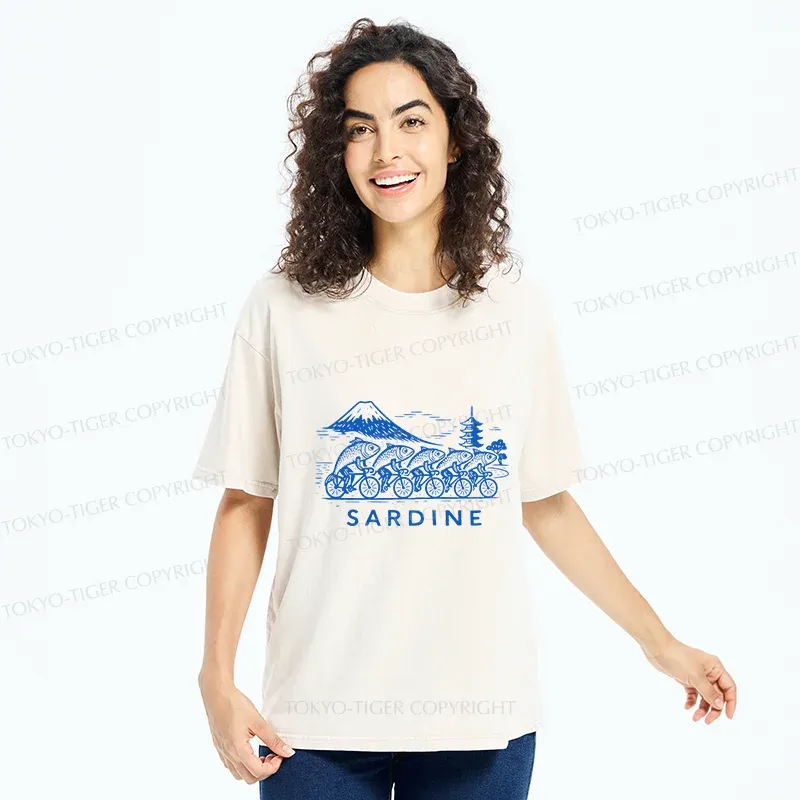 Tokyo-Tiger Sardines Bike Race Washed T-Shirt