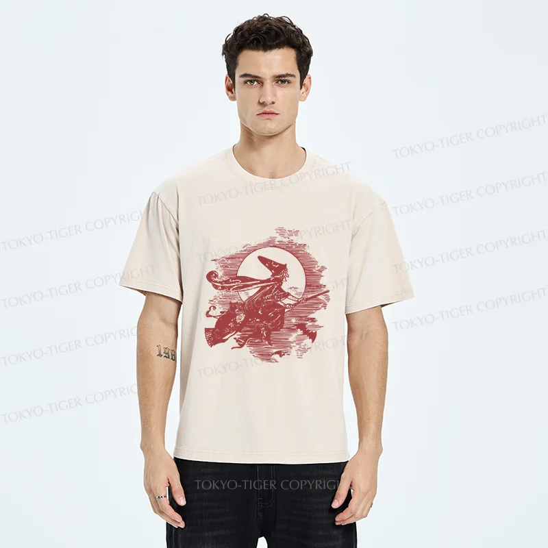 Tokyo-Tiger Witch Woodcut Washed T-Shirt