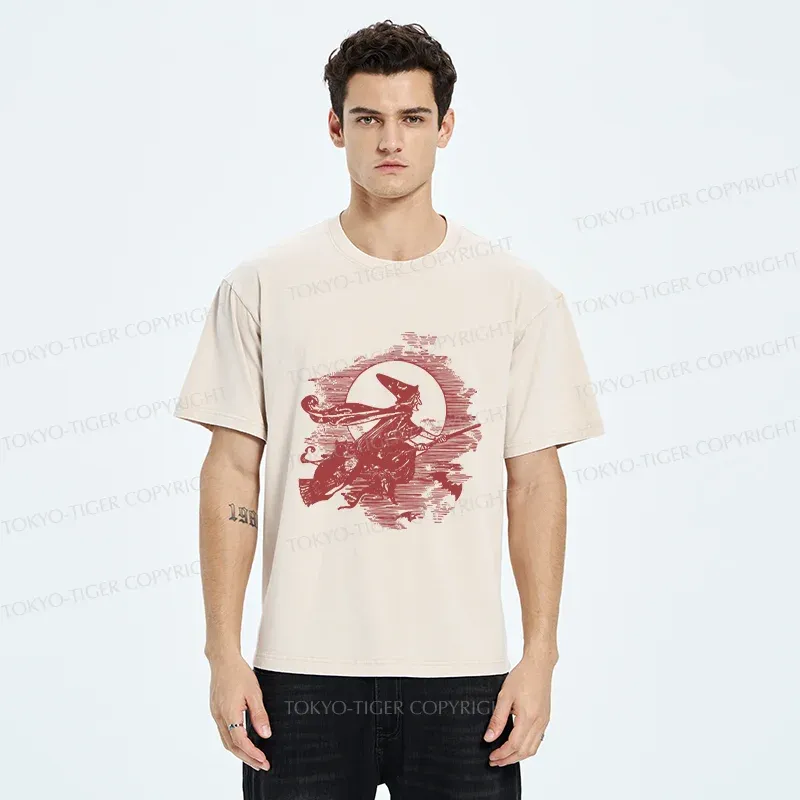 Tokyo-Tiger Witch Woodcut Washed T-Shirt