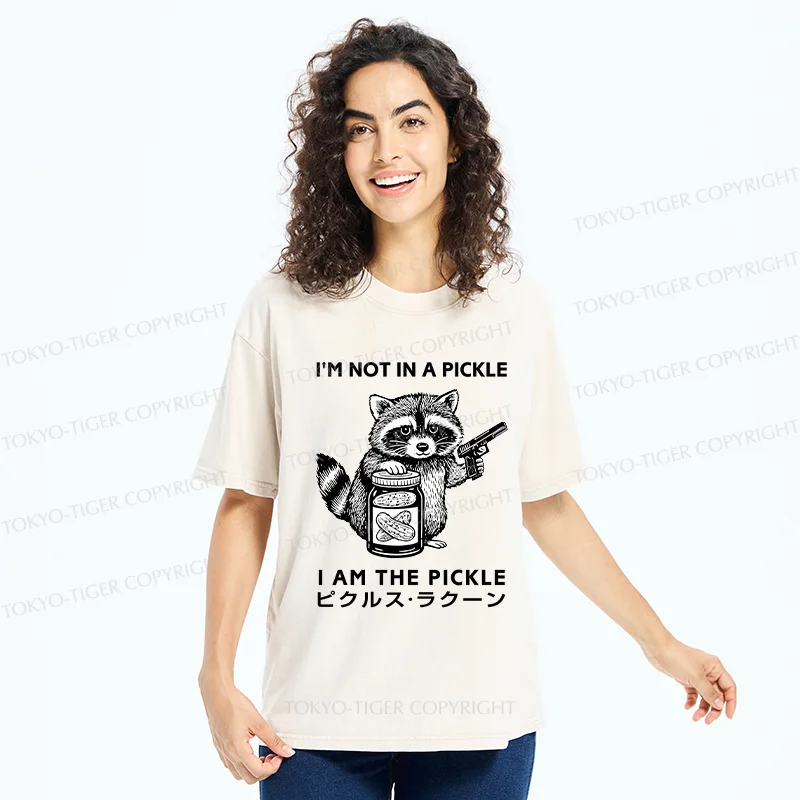 Tokyo-Tiger Funny Raccoon Washed T-Shirt