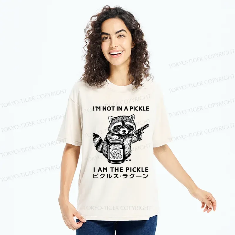 Tokyo-Tiger Funny Raccoon Washed T-Shirt