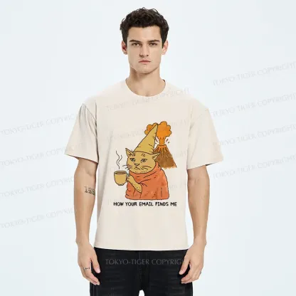 Tokyo-Tiger Funny Orange Cat Washed T-Shirt