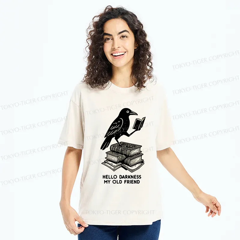 Tokyo-Tiger Crow Reading Washed T-Shirt
