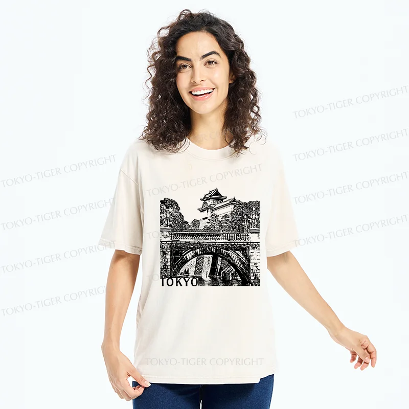 Tokyo-Tiger Nijubashi Bridge Washed T-Shirt