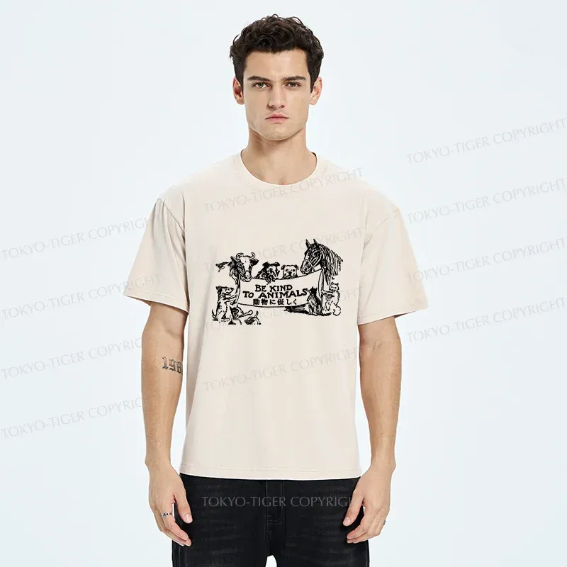 Tokyo-Tiger Be Kind To Animals Washed T-Shirt
