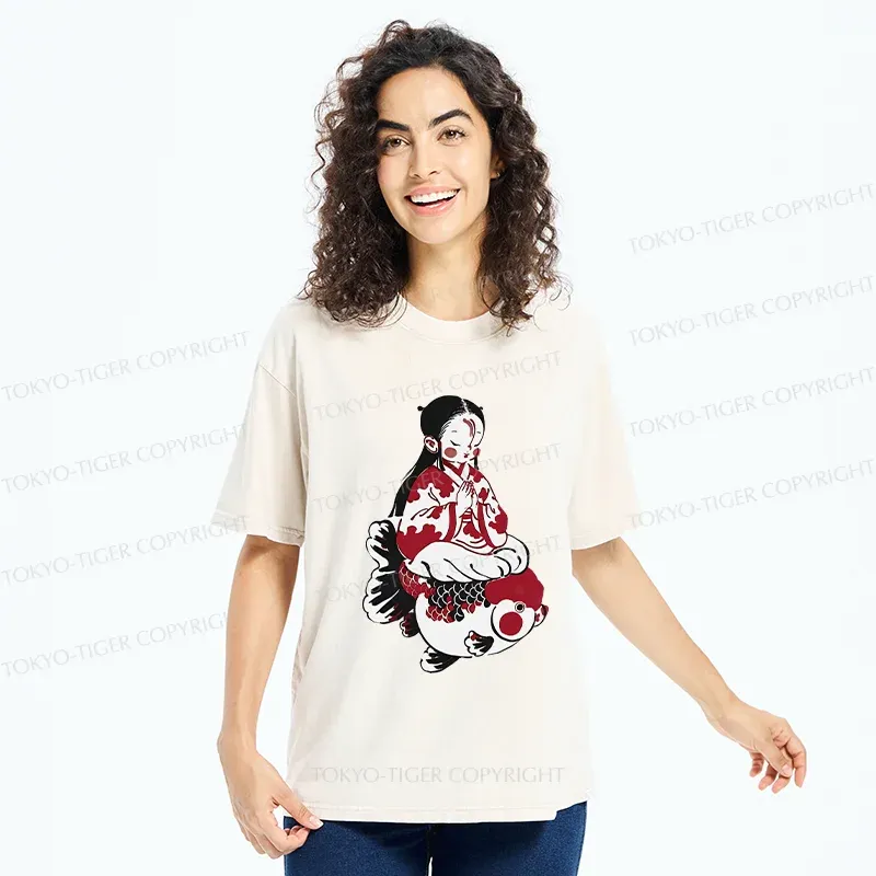Tokyo-Tiger Retro Japanese Children Washed T-Shirt