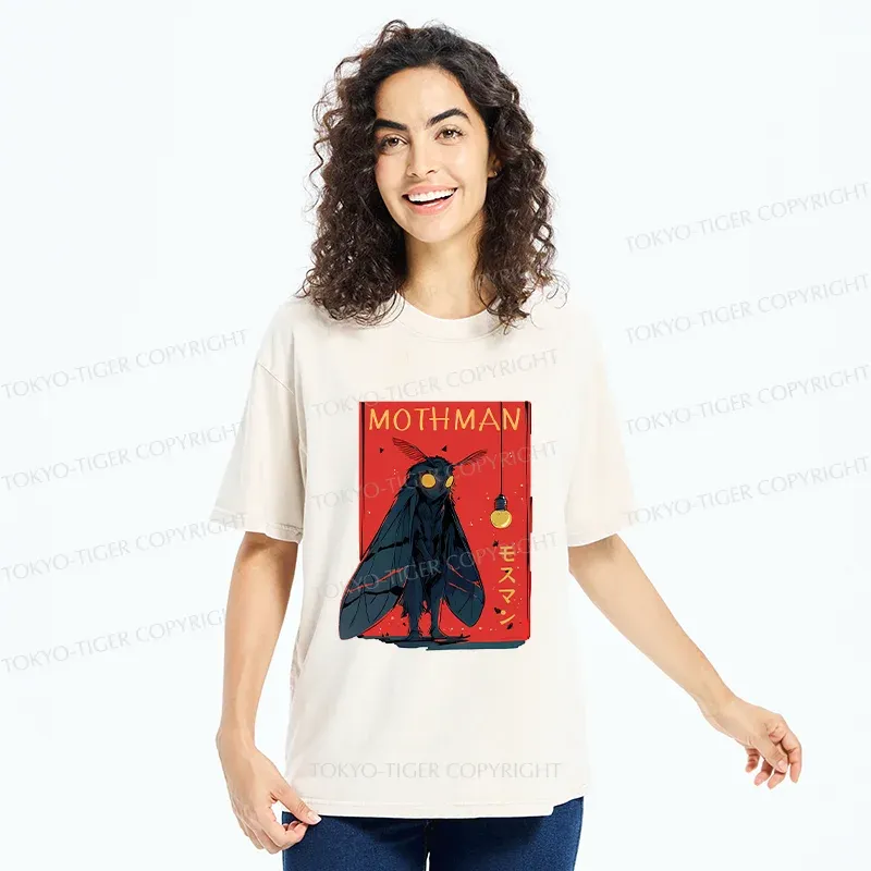 Tokyo-Tiger Mothman Chasing Light Washed T-Shirt