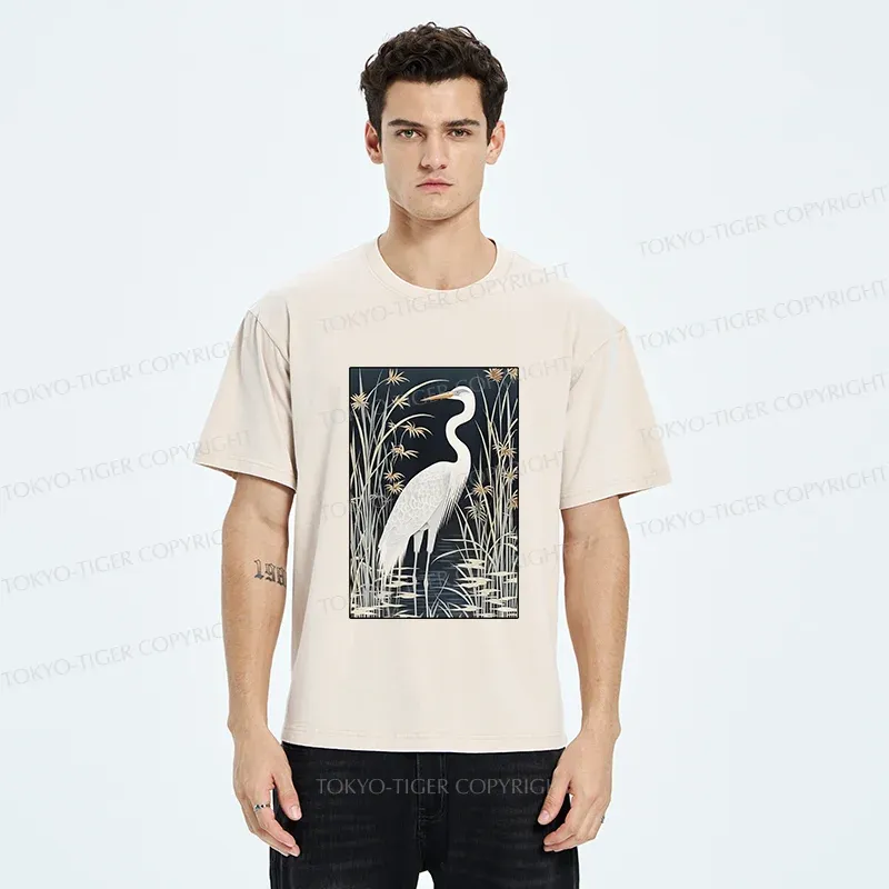 Tokyo-Tiger Cranes By The River Washed T-Shirt