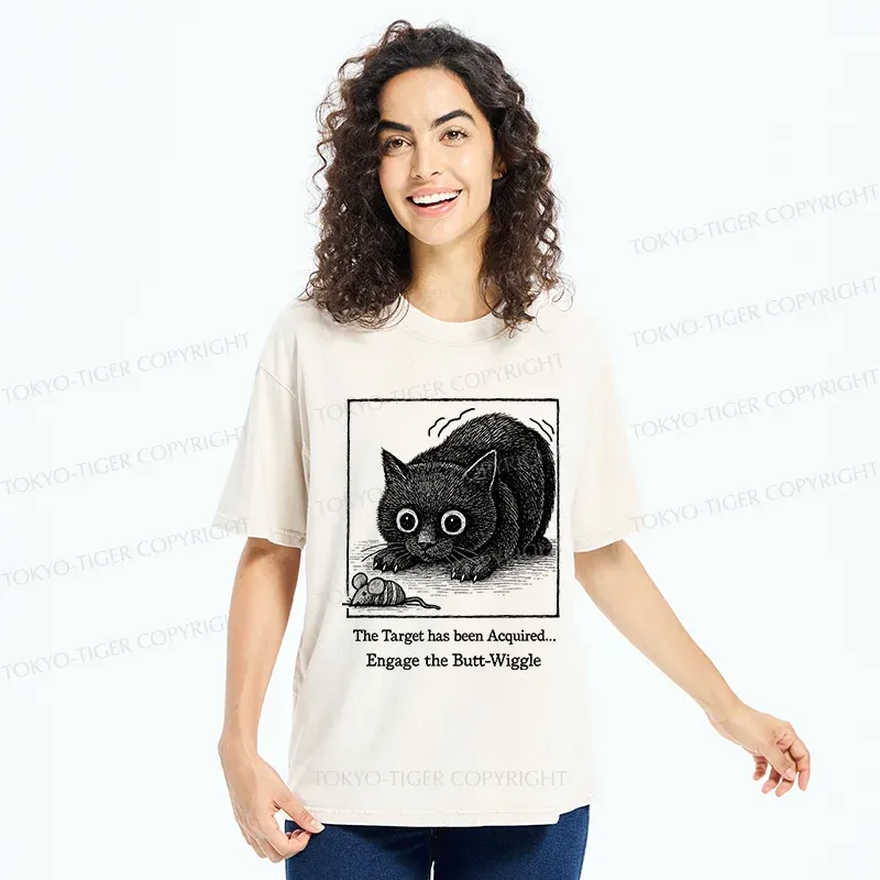 Tokyo-Tiger Swinging Cat Washed T-Shirt