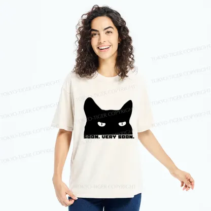 Tokyo-Tiger Cat Watching From Behind Washed T-Shirt