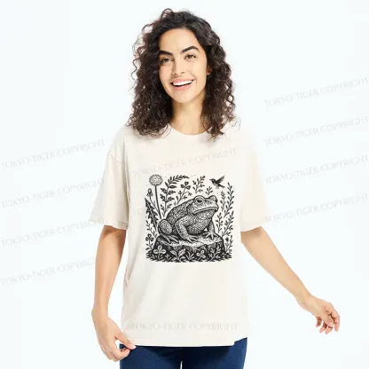Tokyo-Tiger Frog In The Grass Washed T-Shirt