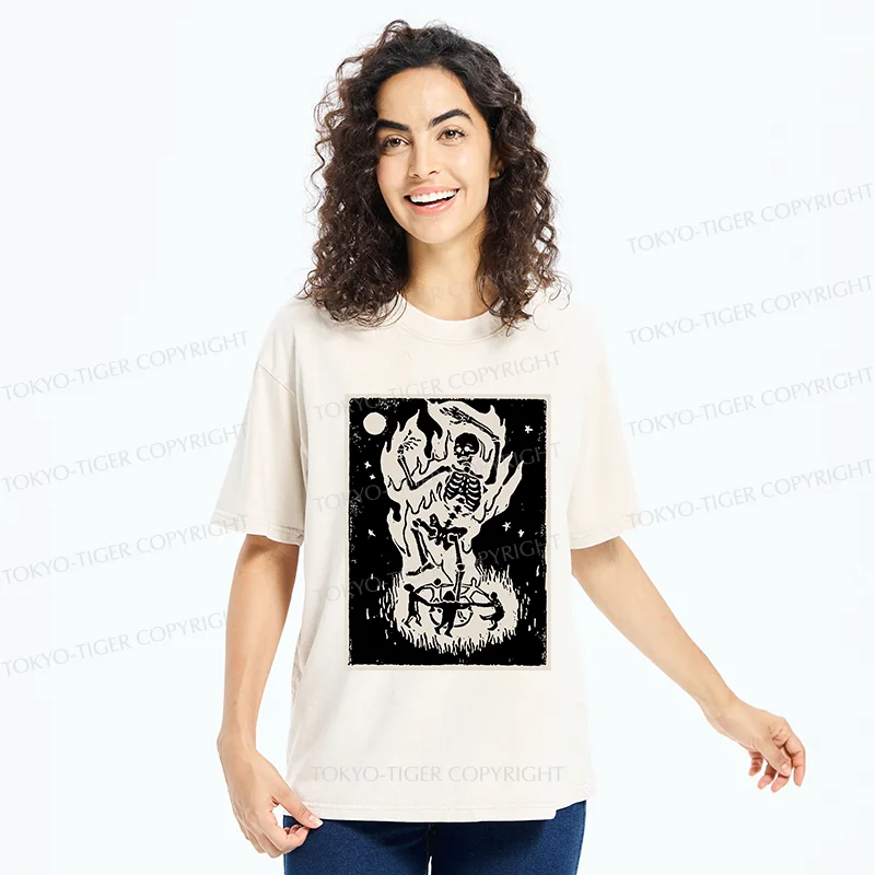 Tokyo-Tiger Summon Skeleton Washed T-Shirt