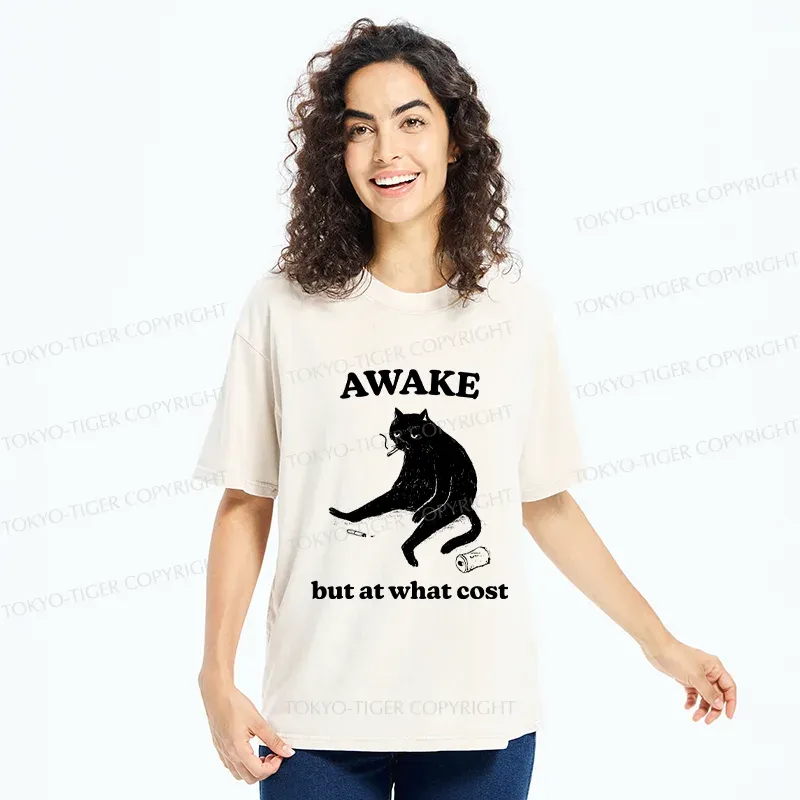 Tokyo-Tiger Decadent Smoking Cat Washed T-Shirt