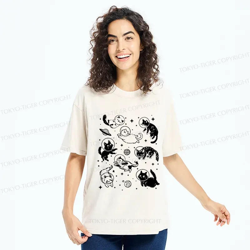 Tokyo-Tiger Space Cat Washed T-Shirt