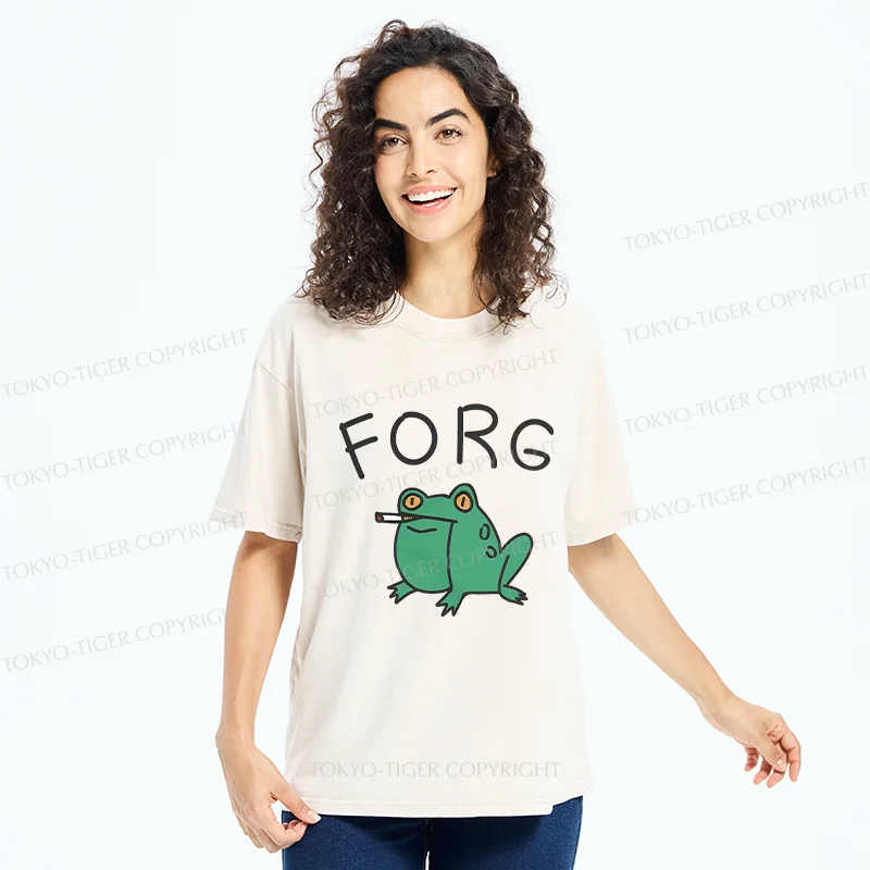 Tokyo-Tiger Smoking Frog Washed T-Shirt
