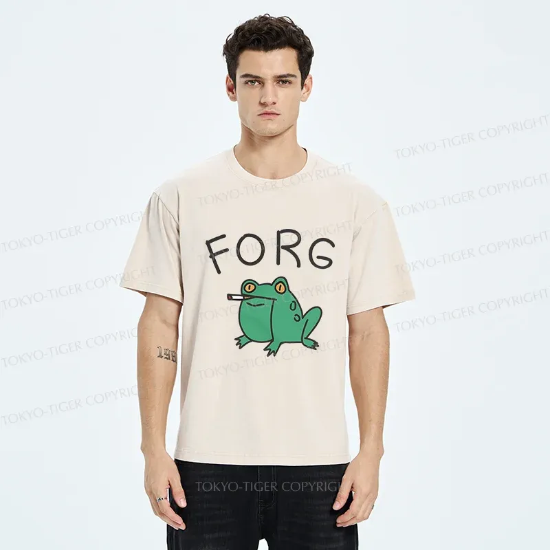 Tokyo-Tiger Smoking Frog Washed T-Shirt