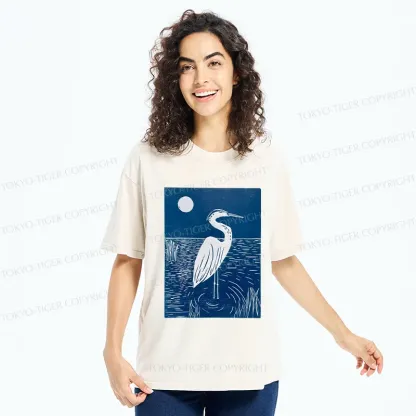 Tokyo-Tiger Woodcut Crested Lbis Washed T-Shirt