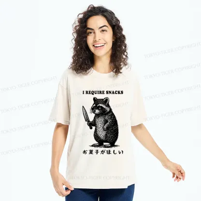 Tokyo-Tiger Raccoon Needs Candy Washed T-Shirt