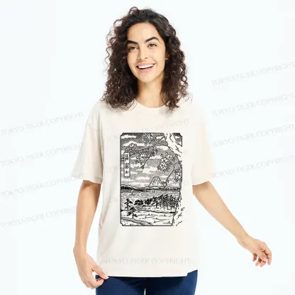 Tokyo-Tiger Retro Sakura Tree Washed T-Shirt