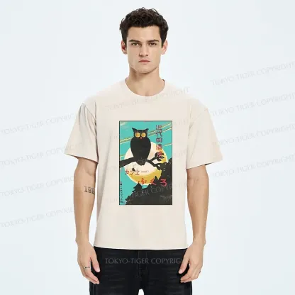 Tokyo-Tiger Owl In The Moonlight Washed T-Shirt