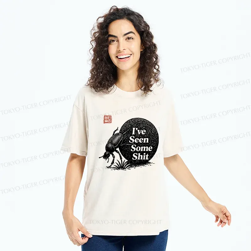Tokyo-Tiger Funny Dung Beetle Washed T-Shirt