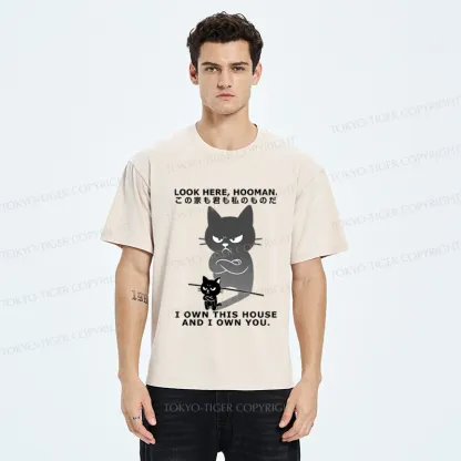 Tokyo-Tiger Funny Look here, hooman-Cat meme Washed T-Shirt