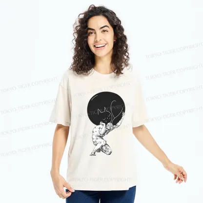 Tokyo-Tiger Stone Statue Holding A Cat Washed T-Shirt