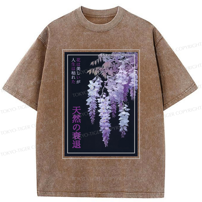 Tokyo-Tiger Wisteria Jpanese Flowers Poster Washed T-Shirt