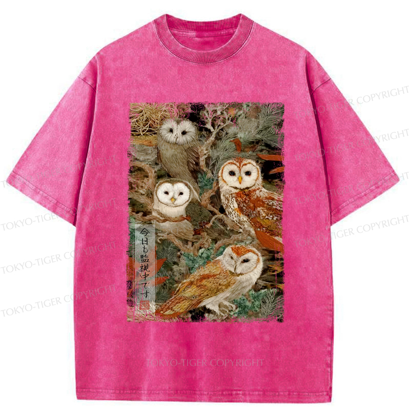 Tokyo-Tiger The Owl Is Watching You Again Today Washed T-Shirt