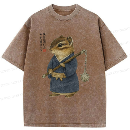 Tokyo-Tiger Samurai Hamster's Code of Honor Washed T-Shirt