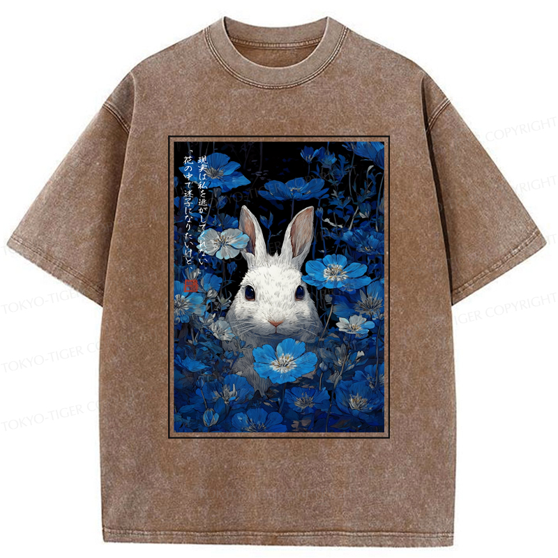 Tokyo-Tiger Whispers Of The Rabbit Among The Flowers Washed T-Shirt