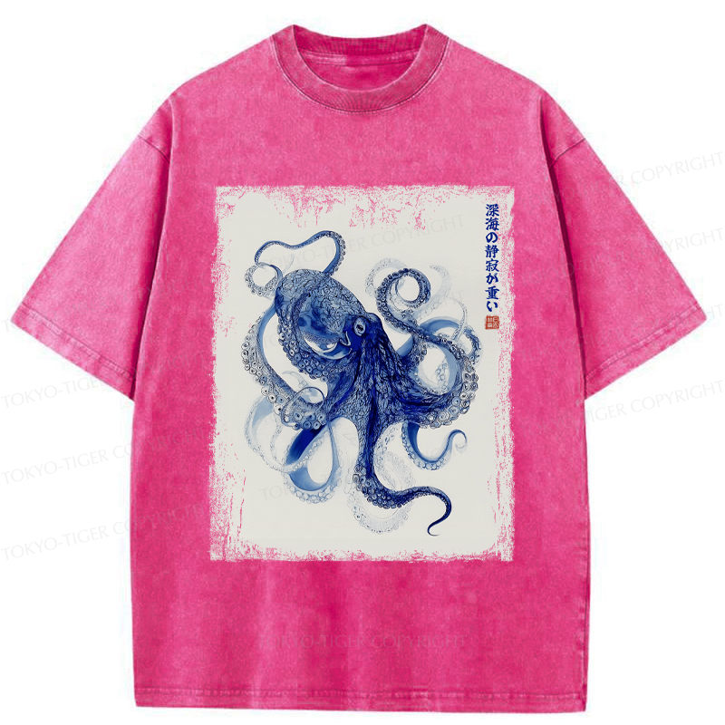Tokyo-Tiger In The Deep: The Octopus’s Journey Washed T-Shirt