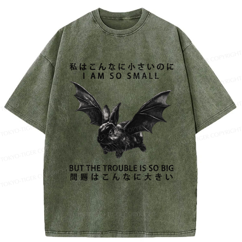 Tokyo-Tiger Funny Rabbit：I Am So Small But The Trouble Is So Big Washed T-Shirt