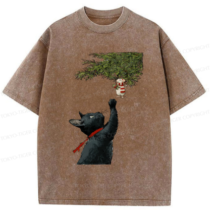 Tokyo-Tiger A Christmas Tale: The Cat And The Mouse Washed T-Shirt
