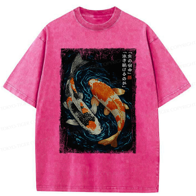 Tokyo-Tiger Eternal Currents: The Life Of A Fish Washed T-Shirt