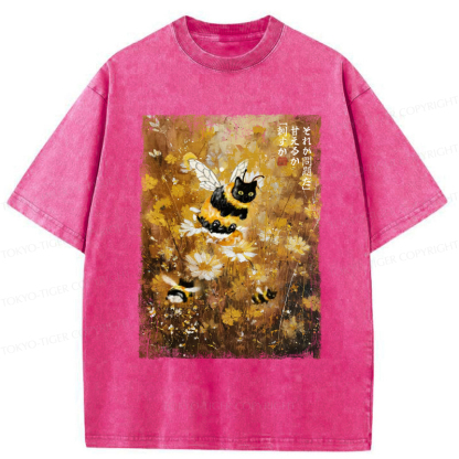 Tokyo-Tiger A Cat Swimming In A Sea Of Dreams Washed T-Shirt