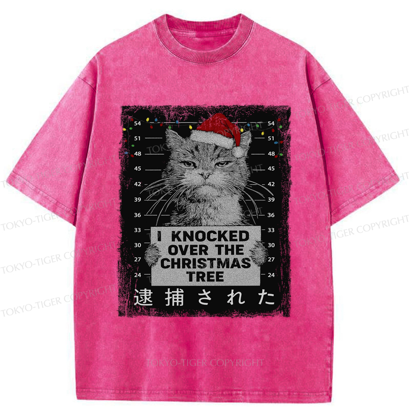 Tokyo-Tiger Funny Christmas Cat：I knocked over The Christmas Tree Washed T-Shirt