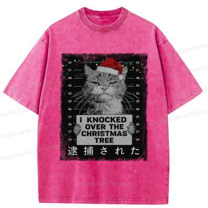 Tokyo-Tiger Funny Christmas Cat：I knocked over The Christmas Tree Washed T-Shirt
