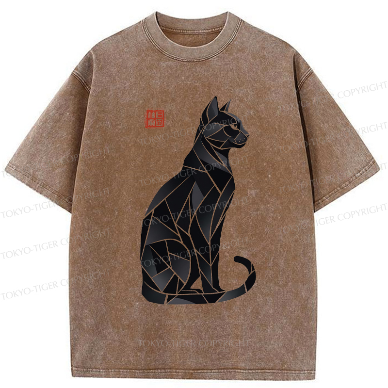 Tokyo-Tiger Mystic Cat: A Modern Design Washed T-Shirt
