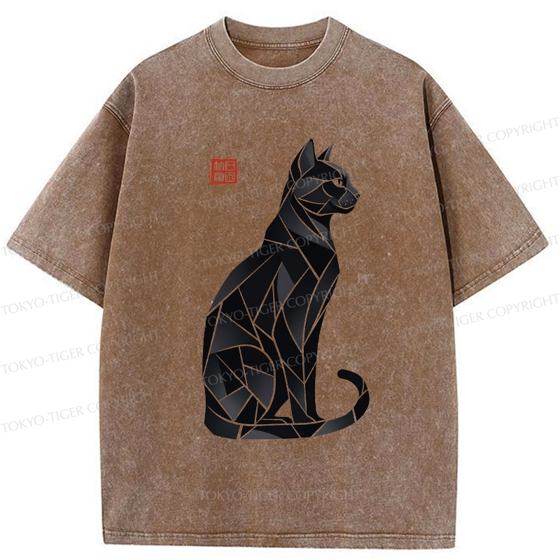 Tokyo-Tiger Mystic Cat: A Modern Design Washed T-Shirt