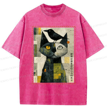 Tokyo-Tiger The Cat And The Crow Are Planning To Rule The World Washed T-Shirt
