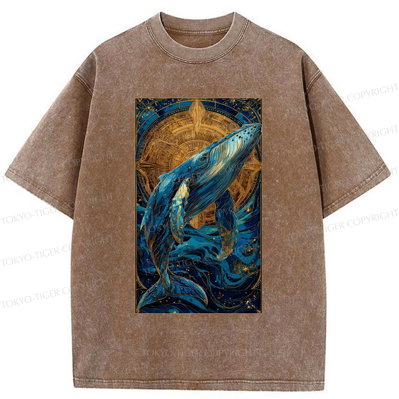 Tokyo-Tiger The Celestial Whale: Guardian Of The Stars Washed T-Shirt