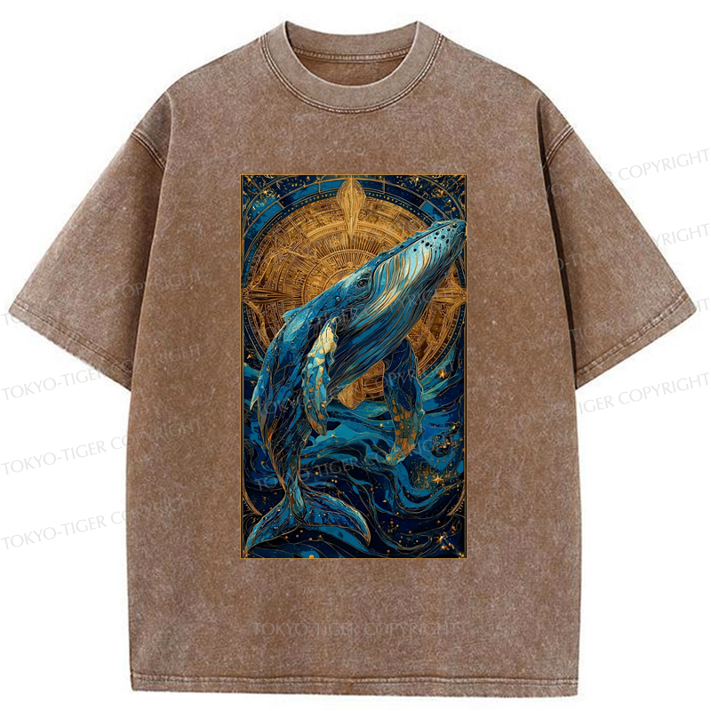 Tokyo-Tiger The Celestial Whale: Guardian Of The Stars Washed T-Shirt