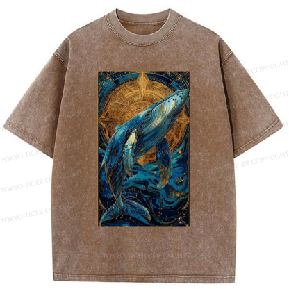 Tokyo-Tiger The Celestial Whale: Guardian Of The Stars Washed T-Shirt