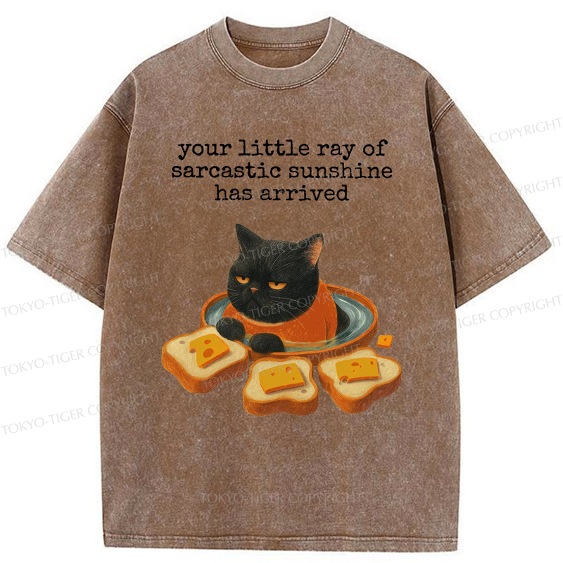Tokyo-Tiger Funny Cat：Your little Ray Of Sarcastic Sunshine Has Arrived Washed T-Shirt