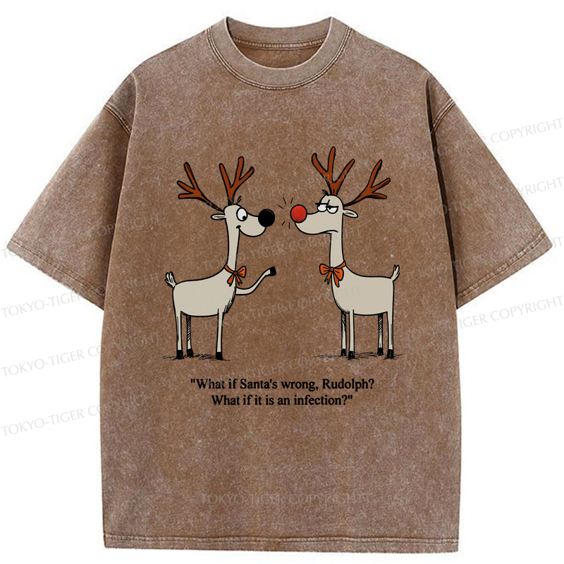 Tokyo-Tiger A Reindeer's Doubt: Rudolph's Red Nose Washed T-Shirt