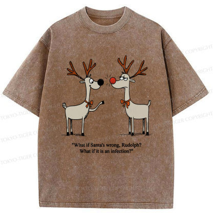 Tokyo-Tiger A Reindeer's Doubt: Rudolph's Red Nose Washed T-Shirt
